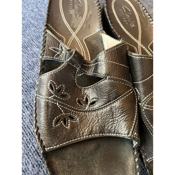 Clarks Black Sandals Comfortable Stylish Design - Picture 2 of 10